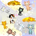 vector Seamless image on a cat theme