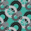 Vector seamless industrial gear pattern. Repeating industrial machanical backgound Royalty Free Stock Photo