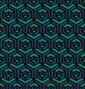 Vector Seamless Isometric Triangle Cube Hexagonal Pattern in Purple Blue and Teal Colors