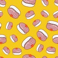 Vector seamless Japanese pattern with flying sushi.