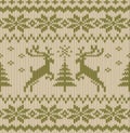 Vector Seamless Knitted Pattern with Deers Royalty Free Stock Photo