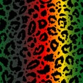 Vector seamless kwanzaa pattern with colored leopard print. Animal print. Cheetah african print on color background.