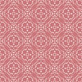 Vector seamless lace pattern with abstract floral texture in geometric layout. Ethnic pink background. Wallpaper, fabric Royalty Free Stock Photo