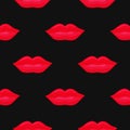 Vector seamless lip pattern in black and red colors.