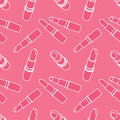 Vector seamless lipstick pattern. retro background