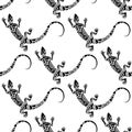 vector seamless lizard pattern. Black and white. Maori style. Royalty Free Stock Photo