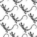 vector seamless lizard pattern. Black and white. Maori style.