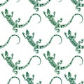 vector seamless lizard pattern. Green. Maori style.