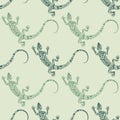 vector seamless lizard pattern. Green. Maori style. Royalty Free Stock Photo