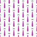 Vector seamless male pattern with mustaches and pink neckties. Fashion minimal pattern for fabric print