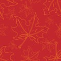 Maple leaf seamless pattern. Vector of a seamless maple leaf pattern. Hand drawn maple leaf Royalty Free Stock Photo