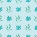 Vector seamless marine pattern with corals and water plants. isolated on a lightgreen background. Pattern design for Fabric, paper Royalty Free Stock Photo