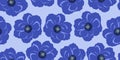 Vector seamless minimalistic pattern with blue poppies Royalty Free Stock Photo