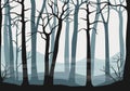 Vector seamless misty forest scene - wallpaper or background Royalty Free Stock Photo