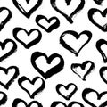 Vector seamless modern heart pattern. Trendy ink hand drawn illustration.