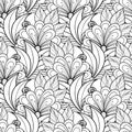 Vector Seamless Monochrome Floral Pattern