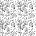 Vector Seamless Monochrome Floral Pattern