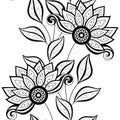 Vector Seamless Monochrome Floral Pattern