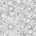 Vector Seamless Monochrome Floral Pattern