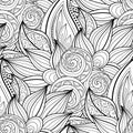 Vector Seamless Monochrome Floral Pattern