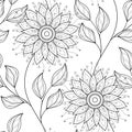 Vector Seamless Monochrome Floral Pattern