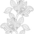 Vector Seamless Monochrome Floral Pattern