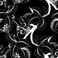 Vector Seamless Monochrome Fruit Pattern Royalty Free Stock Photo