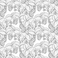 Vector Seamless Monochrome Fruit Pattern Royalty Free Stock Photo