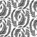 Vector seamless monochrome pattern with fennel herbaceous. Fabric with grass fields. Wallpaper with black branches of dill