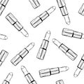 Vector seamless monochrome pattern with hand drawn lipsticks.