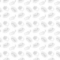 Vector seamless monochrome pattern linear fastfood cooking