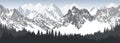 Vector seamless mountains with woodland karakoram himalayan panorama background