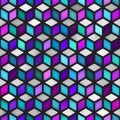 Vector Seamless Multicolor Gradient Cube Shape Rhombus Grid Geometric Pattern