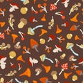 Vector seamless mushroom pattern.