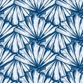 Vector seamless nautical pattern with hand drawn striped shells