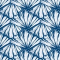 Vector seamless nautical pattern with hand drawn striped shells