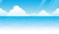 Vector Seamless Ocean View Background With Blue Sky, Horizon, And White Clouds. Royalty Free Stock Photo