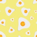 Vector seamless omelette pattern on a light yellow background. For printing on fabric, packaging, napkins, etc. Royalty Free Stock Photo