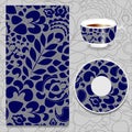 Vector seamless orient pattern with cup and plate. russian desig