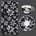 vector seamless orient pattern with cup and plate. russian design