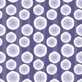 Vector seamless ornament blue light snow clumps of circles rough with dots and spirals on a dark blue blue striped purple backgrou