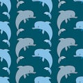 Vector seamless ornament with dolphins
