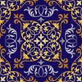 Vector seamless ornate oriental tile pattern