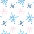 Vector seamless paattern with snowlakes. winter background.