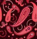 Vector seamless paisley pattern in red tones. Ethnic fashion ornament