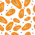 Vector seamless papaya pattern sliced papaya tropical texture decorative nature wallpaper series sweet fabric