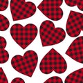 Vector seamless patern Cell Heart backgrounds red and black color. Abstract checkered backdrop fashion cloth cage.