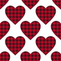 Vector seamless patern Cell Heart backgrounds red and black color. Abstract checkered backdrop fashion cloth cage.