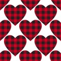 Vector seamless patern Cell Heart backgrounds red and black color. Abstract checkered backdrop fashion cloth cage isolated white