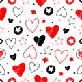 Hand drawn stars and hearts Vector Texture Royalty Free Stock Photo
